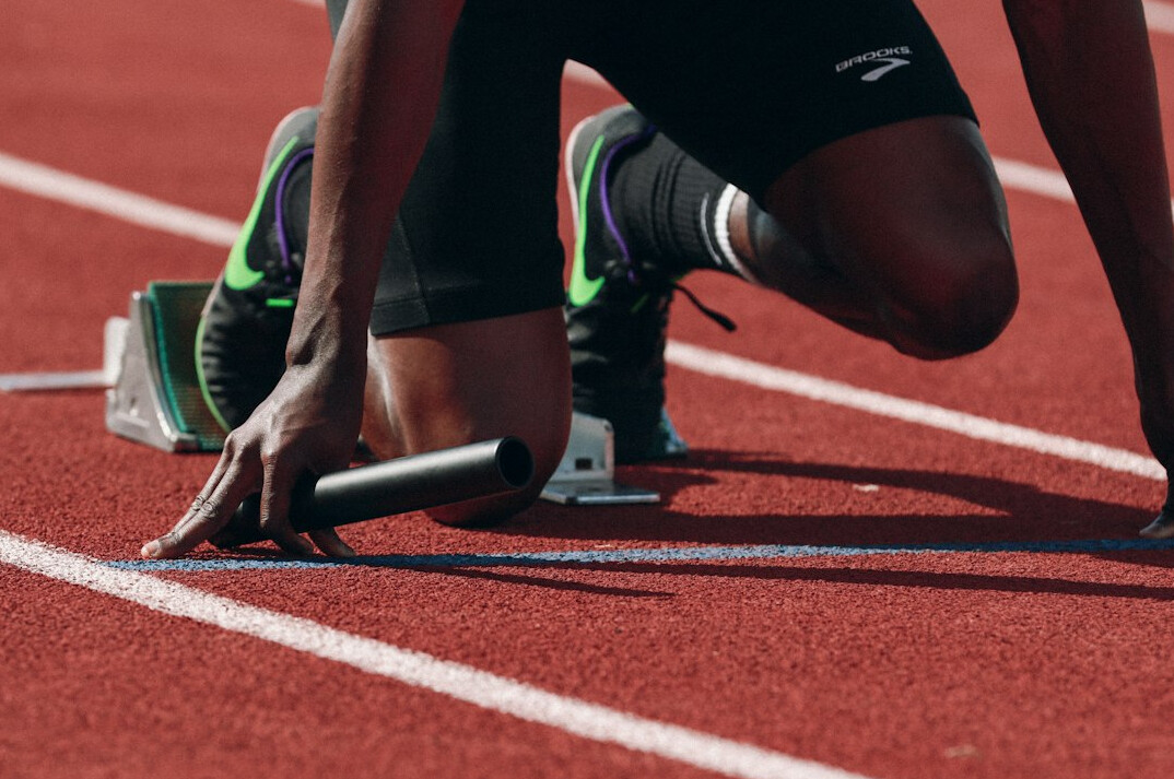 young athlete winning race
